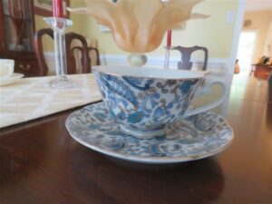 Blue Paisley Cup & Saucer by Lefton 1