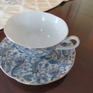 Blue Paisley Cup & Saucer by Lefton 2