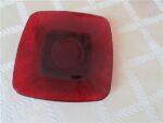 Anchor Hocking Royal Ruby Red Glass Square Saucer. 1