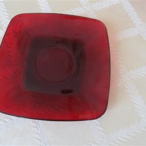 Anchor Hocking Royal Ruby Red Glass Square Saucer. 2