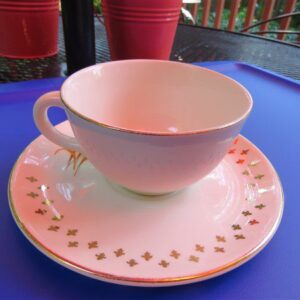 Homer Laughlin Golden Wheat Fleur De Lis Cup & Saucer 2