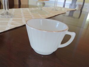 White Glass Fire King Ware Coffee Cup 1