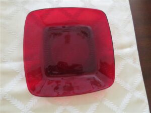 Luncheon Plate Red Glass Anchor Hocking 1