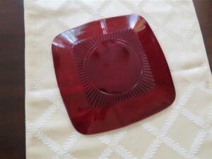 Luncheon Plate Red Glass Anchor Hocking 2