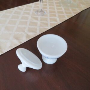 Lidded Apothecary Jar Asian Design Blue on White Belgium Milk Glass 2