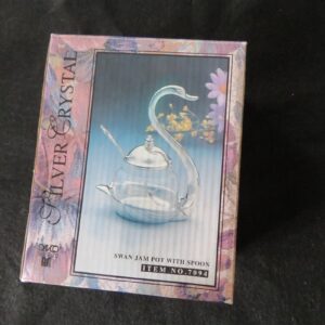 Vintage Silver Crystal Swan Pot and Spoon 2