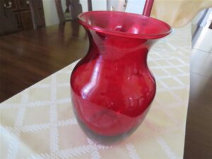 Vintage Large Ruby Red Vase Anchor Hocking 1