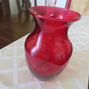 Vintage Large Ruby Red Vase Anchor Hocking 1