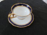 Coalport Spearpoint Pattern 3691 Cobalt and Gold Tea Cup and Saucer 1