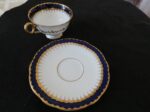 Coalport Spearpoint Pattern 3691 Cobalt and Gold Tea Cup and Saucer 2