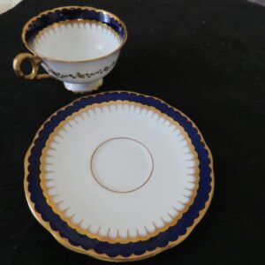 Coalport Spearpoint Pattern 3691 Cobalt and Gold Tea Cup and Saucer 2
