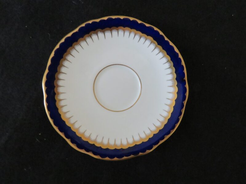 Coalport Spearpoint Pattern 3691 Cobalt and Gold Tea Cup and Saucer 3