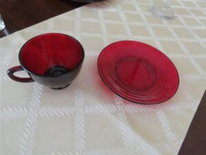 Ruby Red Cup & Saucer Anchor Hocking 2