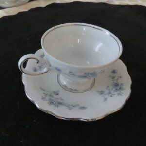 Footed Cup & Saucer Blue Garland 1