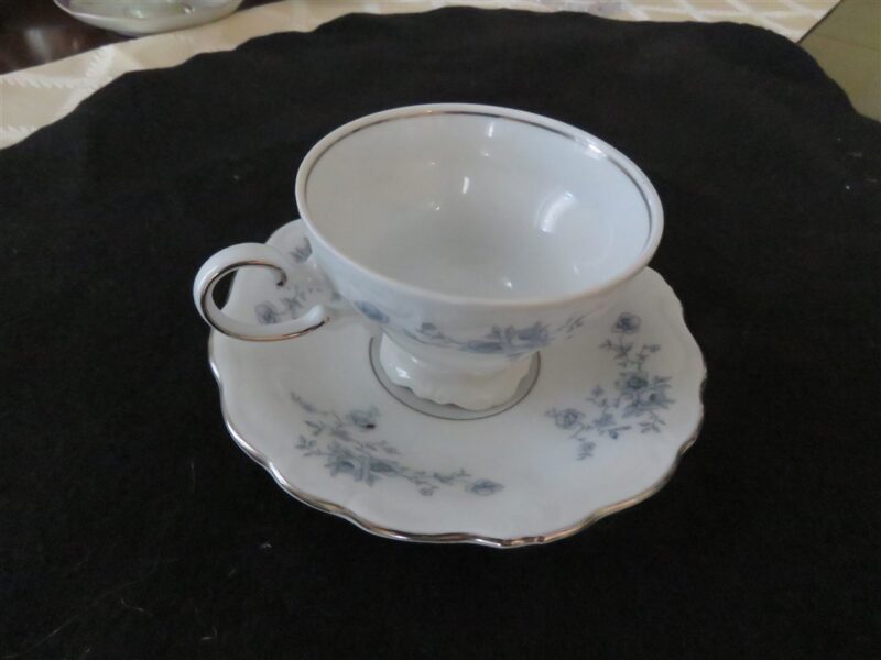 Footed Cup & Saucer Blue Garland 1