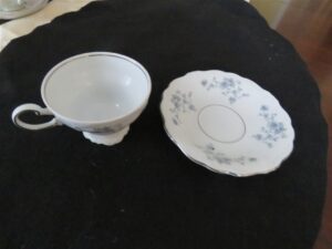 Footed Cup & Saucer Blue Garland 2