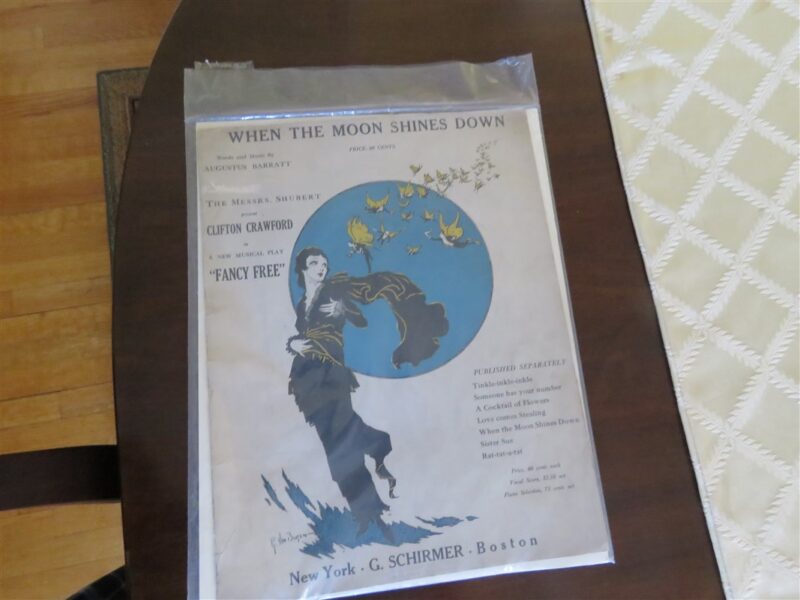 When the Moon Shines Down 1918 Sheet Music Augustus Barratt Fancy Free Musical 1