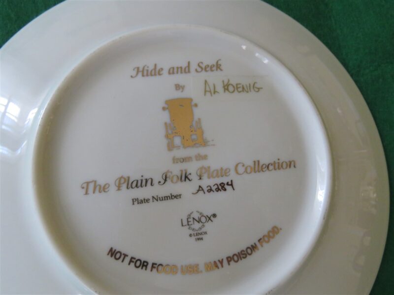 HIDE AND SEEK Plate The Plain Folk Amish Mennonite Lenox Buggy Floral Al Koenig 3