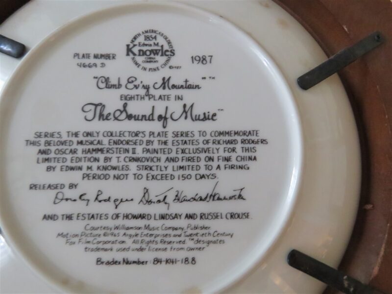 Sound of Music Collector Plate "CLIMB EV'RY MOUNTAIN" 1987, 8th Series Knowles 3