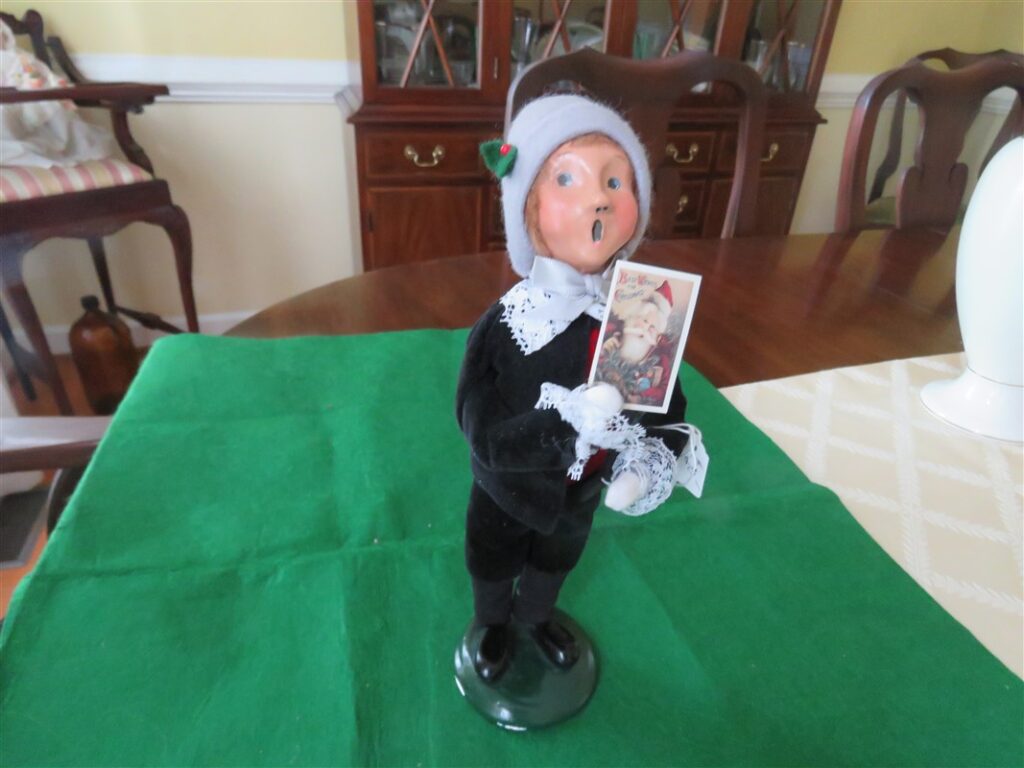 Byers’ Choice Caroler 1992 Boy with card. 1