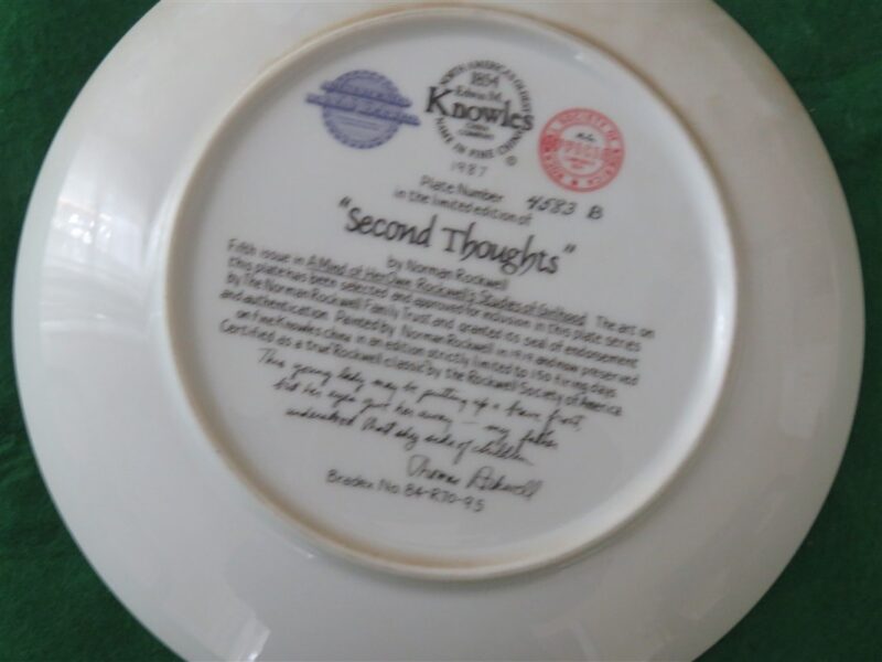 Norman Rockwell Knowles China Plate “Second Thoughts” Fifth issue in the "Serious Business Series" - 2