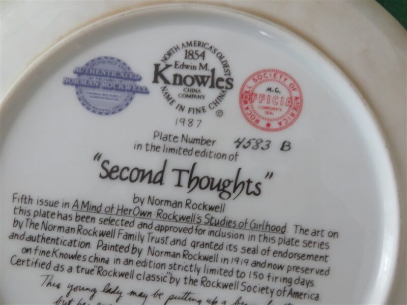 Norman Rockwell Knowles China Plate “Second Thoughts” Fifth issue in the "Serious Business Series" - 3