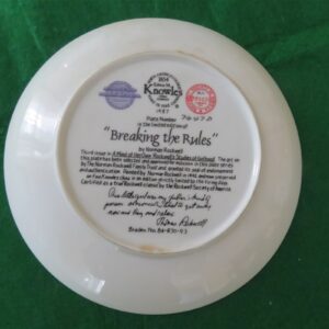 Norman Rockwell collector plate “Breaking The Rules” Third issue in the “A Mind of Her Own” series. 2