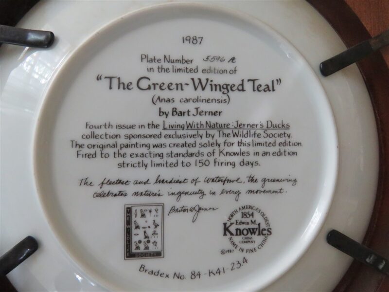 Vintage Collector Plate 1987 Knowles The Green Winged Teal  3