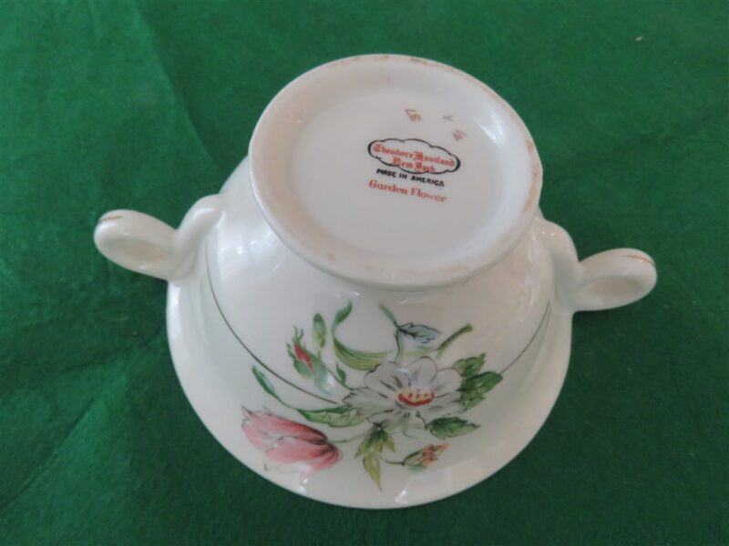 Rare Vintage Theodore Haviland China NY "Garden Flower" Sugar Bowl with Lid - Pink Flowers - Gold Trim 3