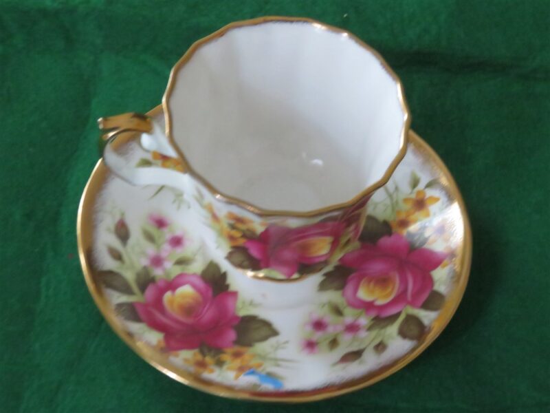 Staffordshire Elizabethan Jacobean Teacup and Saucer 1940’s Floral pattern. 1