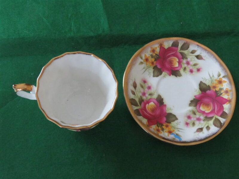 Staffordshire Elizabethan Jacobean Teacup and Saucer 1940’s Floral pattern. 3