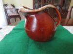 Vintage Hull USA Pottery Water Pitcher with Ice Lip - Brown Drip-Glaze -1