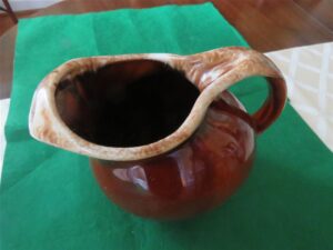 Vintage Hull USA Pottery Water Pitcher with Ice Lip - Brown Drip-Glaze -2