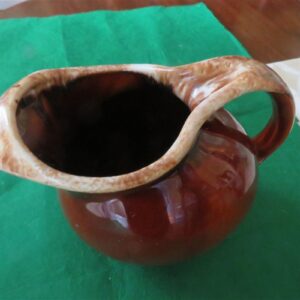 Vintage Hull USA Pottery Water Pitcher with Ice Lip - Brown Drip-Glaze -2