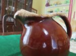 Vintage Hull USA Pottery Water Pitcher with Ice Lip - Brown Drip-Glaze -4