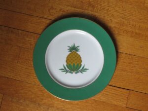 Woodmere China Pineapple Dinner Plate Gold ring edge 1