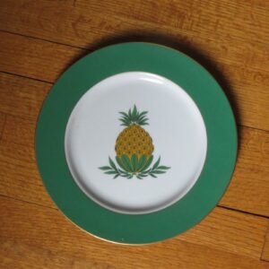 Woodmere China Pineapple Dinner Plate Gold ring edge 1
