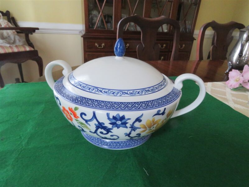 Ralph Lauren Mandarin Blue Covered Vegetable Bowl Casserole Soup Tureen 1