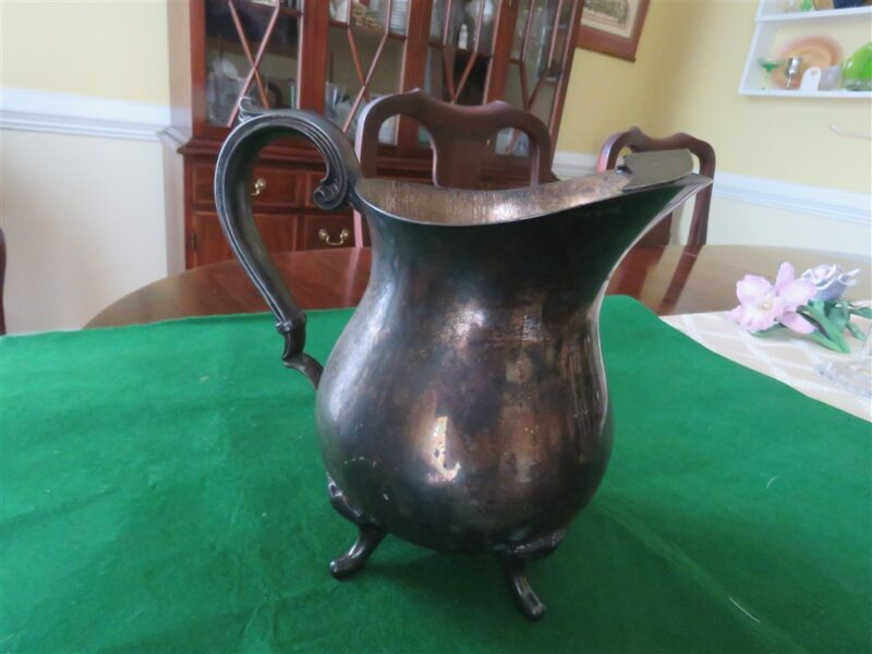 Footed Water Pitcher Silverplate Vintage Ice lip. 1