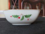 Lenox Holly Christmas Dipping Bowl Gold ring on rim. 3