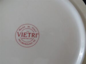 Vietri Made In Italy Pasta Bowl Purple Floral Design 9 ¼ inches diameter. 1 ½ inches deep. Made in Italy. Vietri of Hillsborough, N.C. Very good condition. No cracks, dings, chips or scratches. Colors are bright. Must be considered as used. Look carefully at the flower. Bowls come with different flowers pattern. 2