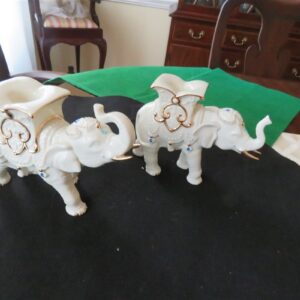 Lenox China Jeweled Elephant Candle Sticks. Two Elephants. 1