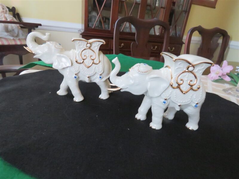 Lenox China Jeweled Elephant Candle Sticks. Two Elephants. 6