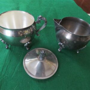 Vintage Silver Plated Covered Sugar Bowl & Creamer 2