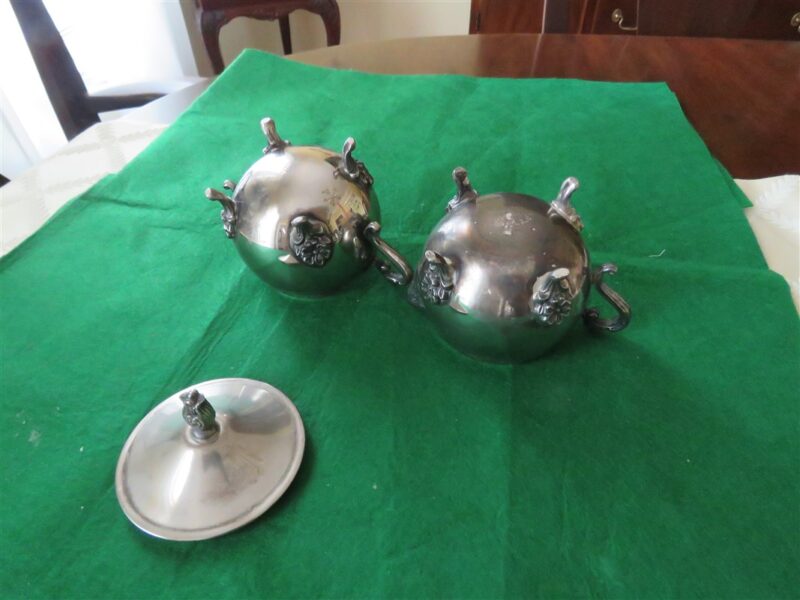 Vintage Silver Plated Covered Sugar Bowl & Creamer 3