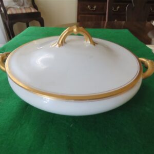 Haviland France White Porcelain China & Gold Trimmed Covered Vegetable Bowl 1