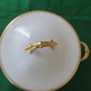 Haviland France White Porcelain China & Gold Trimmed Covered Vegetable Bowl 2