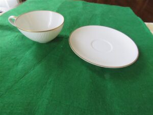 White Cup & Saucer with Gold Ring Noritake 2