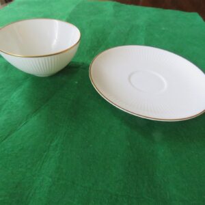 White Cup & Saucer with Gold Ring Noritake 2