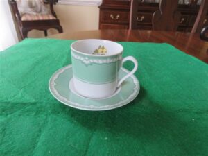 Vintage Flat Cup & Saucer Devonshire Green by Georges Briard 1